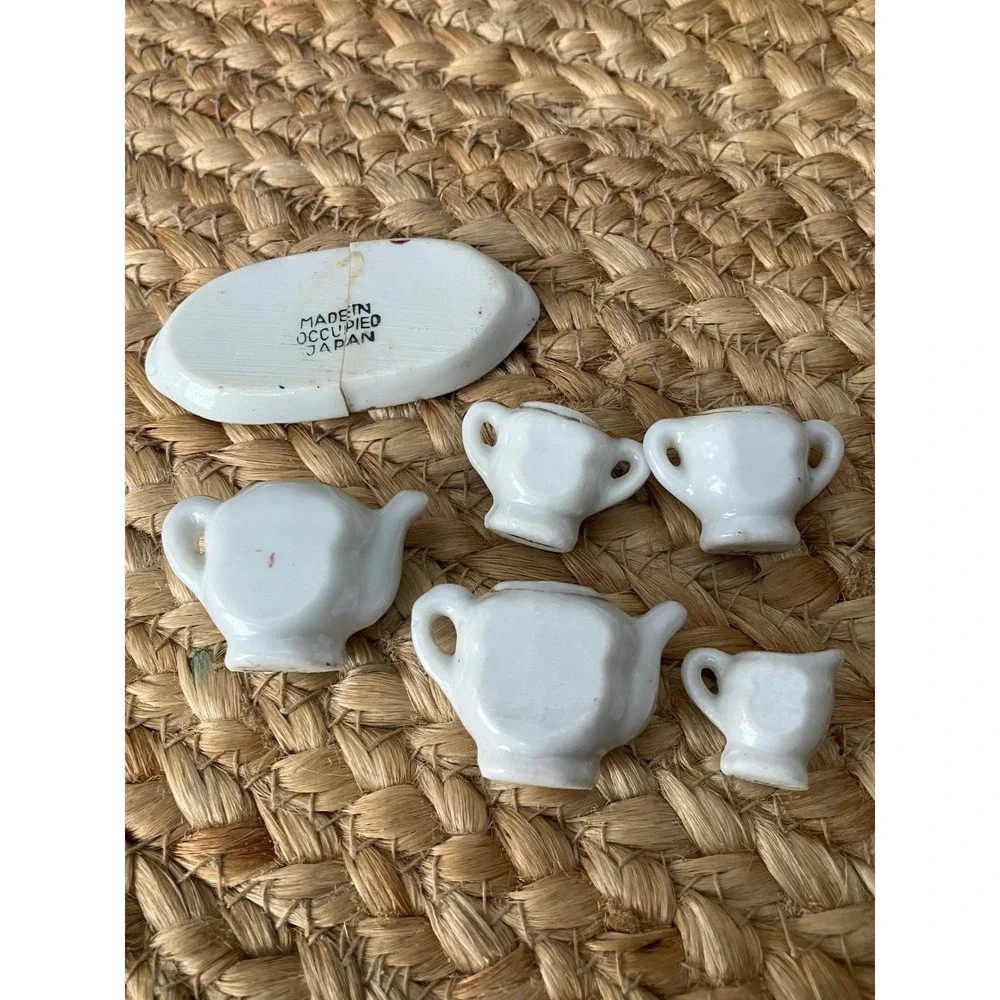 Vintage Occupied Japan Miniature Tea Set Floral Rose‎ Porcelain 6 Piece Lot
